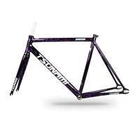 ZJIEDB Cadre de vélo à pignon Fixe 49 cm, 52 cm, 55 cm, 58 cm, Cadre en Alliage d'aluminium 700C, Freins C, Freins à Disque 100/120 mm, Cadre à dégagement Rapide (Violet, 55 cm)