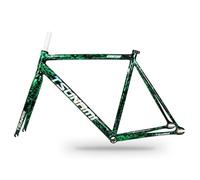 ZJIEDB Cadre de vélo à pignon Fixe 49 cm, 52 cm, 55 cm, 58 cm, Cadre en Alliage d'aluminium 700C, Freins C, 100/120 mm, Cadre à dégagement Rapide (Vert, 52 cm)