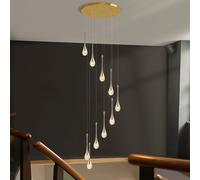 ZJIEDB LED Lustre Escalier Moderne Goutte d'eau Long Lustre Plafonniers en Cristal dans La Villa Salon Restaurant Escalier Lampe Suspendue Foyer Lustre Haut (10 Têtes)