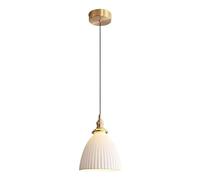 ZJIEDB Lustre Suspendu Vintage en Porcelaine Blanche, plafonnier Moderne en céramique côtelée, Lustre en Laiton, Lustre Suspendu de Style Minimaliste pour Restaurant, Salon, Salle à Mange