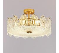 ZJIEDB Plafonnier en verre de cristal français E27, lustre d'éclairage de luxe moderne en cristal pour chambre de princesse, pour salon, chambre à coucher, salle d'étude, lampes et lanternes combin