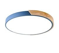 ZJIEDB Plafonnier rond Macaron LED, plafonnier en bois moderne, lustre encastré pour chambre d'enfant, salon, chambre à coucher, couloir, lumière bleue + neutre-40 cm 27 W