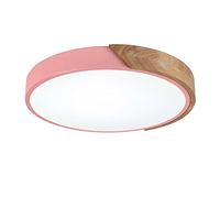 ZJIEDB Plafonnier Rond Macaron LED, plafonnier en Bois Moderne, Lustre encastré pour Chambre d'enfant, Salon, Chambre à Coucher, Couloir, Rose + Blanc chaud-40 cm 27 W