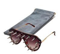 ZJIEYU Lunettes de Soleil Cool Rock Punk Spike Y2K, Lunettes de Soleil Cloutées en Métal, Accessoires Gothiques Steampunk pour Rockstars Alternatives, pour Femmes et Hommes(Color3)