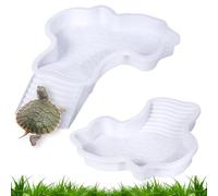ZJILIXIA 2 Pièces Bassin à Eau pour Tortue,Bassin De Bain pour Reptiles,Baignoire pour Reptiles avec Rampe,Baignoire pour Reptiles,pour Tortues, Dragons Barbus,Lézards Et Gecko,Tortues (Blanc)