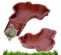 ZJILIXIA 2 Pièces Bassin à Eau pour Tortue,Bassin De Bain pour Reptiles,Baignoire pour Reptiles avec Rampe,Baignoire pour Reptiles,pour Tortues, Dragons Barbus,Lézards Et Gecko,Tortues (Rouge)