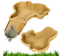 ZJILIXIA 2 Pièces Bassin à Eau pour Tortue,Bassin De Bain pour Reptiles,Baignoire pour Reptiles avec Rampe,Baignoire pour Reptiles,pour Tortues, Dragons Barbus,Lézards Et Gecko,Tortues (Jaune)