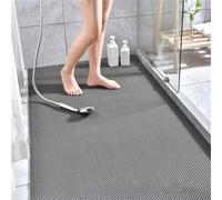 ZJIQOH Grand Tapis Douche Antidérapant en PVC - Caillebotis Rectangulaire Creux avec Drain, Antifatigue, en Rouleau, pour Piscine Extérieur, Salle De Bain, Cuisine, Terrasse(Gray,90 x 180 cm)