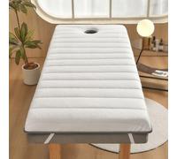 ZJIQOH Matelas Table De Massage avec Ouverture Souple Et Résistant | Équipé D'une Sangle Élastique, Fibre de Polyester + Mousse pour Spa(White,180 x 60 x4cm)