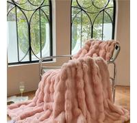ZJIQOH Plaid Canapé Grande Taille Lestée et Épais, Couverture Lit 2 Personnes Doux et Cocooning, Fausse Fourrure De Lapin Moelleuse et Chaude pour Lit, Canapé, Sofa(Pink,160 x 200 cm)