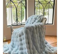 ZJIQOH Plaid Canapé Grande Taille Lestée et Épais, Couverture Lit 2 Personnes Doux et Cocooning, Fausse Fourrure De Lapin Moelleuse et Chaude pour Lit, Canapé, Sofa(Light Blue,130 x 160 cm)