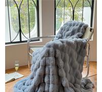 ZJIQOH Plaid Canapé Grande Taille Lestée et Épais, Couverture Lit 2 Personnes Doux et Cocooning, Fausse Fourrure De Lapin Moelleuse et Chaude pour Lit, Canapé, Sofa(Gray,180 x 200 cm)
