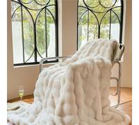 ZJIQOH Plaid Canapé Grande Taille Lestée et Épais, Couverture Lit 2 Personnes Doux et Cocooning, Fausse Fourrure De Lapin Moelleuse et Chaude pour Lit, Canapé, Sofa(White,120 x 200 cm)