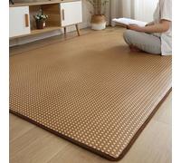 ZJIQOH Tatami Futon Japonais - Matelas De Sol Pliable en Tapis Rotin Marron, Rafraîchissant Antidérapant Respirant, pour Dormir, Méditation, Yoga, Été Chambre À Coucher(Brown E,80 x 180 cm)