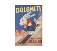 ZJIXAOSD Dolomites - Impression sur toile vintage avec logo lapin d'hiver pour maison, bar, restaurant, garage, café, cadeau 40 x 60 cm