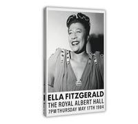 ZJIXAOSD Ella Fitzgerald - Impression sur toile rétro avec logo de musique noir et blanc, 60 x 90 cm