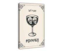 ZJIXAOSD Impression sur toile d'horreur Halloween cocktail rétro crâne bar sorcellerie gothique Dark Academy affiche moderne décoration murale salon chambre 50 x 75 cm