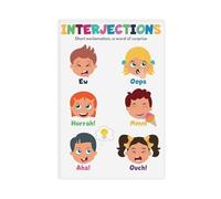 ZJIXAOSD Impression sur toile d'interjections pour enfants, parties du discours, grammaire anglaise, tableaux d'ancrage, éducation pour salle de classe, chambre à coucher, bureau (60 x 90 cm)