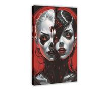 ZJIXAOSD Impression sur toile Duality in Darkness The Blood of Contrasts - Décoration murale pour maison, bar, restaurant, garage, café - 40 x 60 cm