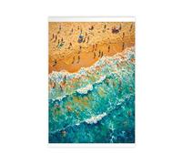 ZJIXAOSD Impression sur toile minimalisme d'été « Little People Swimming in The Ocean » - Décoration murale moderne pour salon, chambre à coucher - 60 x 90 cm