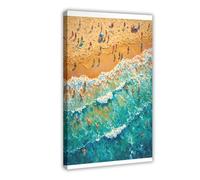 ZJIXAOSD Impression sur toile minimaliste d'été « Little People Swimming in The Ocean » - Décoration murale décorative pour chambre, bureau - 30 x 45 cm