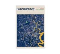 ZJIXAOSD Impression sur toile représentant la carte de Ho Chi Minh-Ville du Vietnam - Décoration murale pour chambre, bureau - 40 x 60 cm
