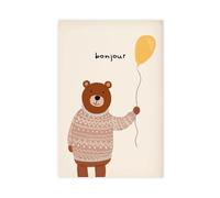 ZJIXAOSD Impression sur toile représentant un ours Bonjour - Décoration murale moderne pour chambre d'enfant - 40 x 60 cm