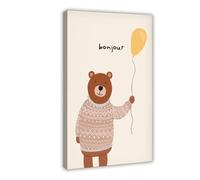 ZJIXAOSD Impression sur toile représentant un ours de Bonjour - Décoration murale moderne pour chambre d'enfant - 30 x 45 cm
