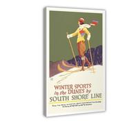 ZJIXAOSD Toile murale décorative vintage avec sports d'hiver sur la rive sud - 40 x 60 cm
