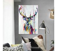 ZJJXM Tableau Impression Toile Image Aquarelle Tête De Cerf Cerf Animaux Affiches Et Impressions Toile Peinture Mur Photo Scandinave Nordique Mur Art Pépinière Enfants Décor(Sans Cadre)
