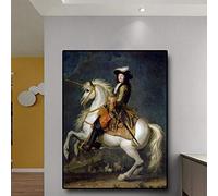 ZJJXM Tableau Impression Toile Image Français Roi Louis XV avec Cheval Portrait Peinture À l'huile sur Toile Affiches Et Impressions Art Mur Photo pour Salon(sans Cadre)