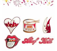 ZJKUBOIS Ensemble de 6 badges de carnaval Accessoires de Mardi Gras pour adultes et enfants - Rouge et blanc - Accessoires de Mardi Gras - Badges à épingler pour costumes, défilés de rue, festivals