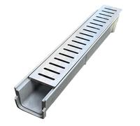 ZJKXJH Caniveau Exterieur Caniveaux de Drainage en Résine de 100 Cm de Long, Larges Caniveaux de Drainage avec Couvercle en Acier Inoxydable, Drains Linéaires pour Parkings(LxWxH-100x16x15cm)