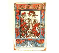 ZJLVMF Plaque en étain avec inscription « Grateful Dead in Concert Man Cave Tour » - Style publicitaire rétro - Pour café, bar, maison - Décoration murale - 20,3 x 30,5 cm