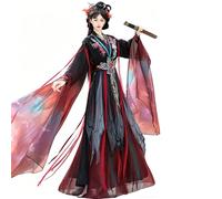 ZJLZJLO Robe Hanfu De Guerrière - Costume De Guerrière Chinoise Ancienne,S,Black