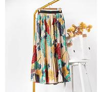 ZJMIYJ Jupe Mi-Longue Longue Plissée À Fleurs Bohème pour Femmes - Jupes Parapluie Minces Taille Haute Décontractée Streetwear Robe Paysanne Bas D'Été Sexy pour Vêtements pour Femmes, Kaki