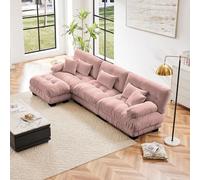 ZJMTOCYU Canapé modulaire de luxe pour un confort ultime, siège profond design nuage avec ottoman convertible, tissu chenille élégant rose