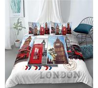 ZJMZF Parure de lit Paris Romance en microfibre avec housse de couette 135 x 200 cm et taie d'oreiller 80 x 80 cm x 2, format A6 - Motif Paris Romance France