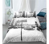 ZJMZF Parure de lit Tour Eiffel 135 x 200 cm - Impression 3D - Paris Romance - Style français - En microfibre (220 x 240 cm + 75 x 50 cm x 2, A5)