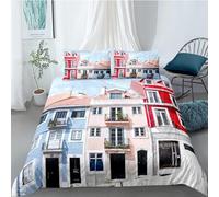 ZJMZF Parure de lit Tour Eiffel 135 x 200 cm - Impression 3D - Paris Romance - Style France - En microfibre (200 x 200 cm + 75 x 50 cm x 2, A4)