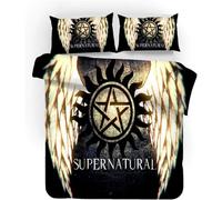 ZJMZF Supernatural Parure de lit 3 pièces en microfibre avec housse de couette et taies d'oreiller avec impression numérique 3D (A1,155 x 220 cm + 75 x 50 cm)