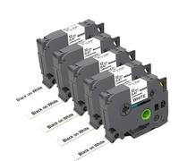 ZJNWTVUH 5 pièces de Ruban laminé Blanc TZe de 12mm, 231 431 531 631 731, Compatible avec Le Fabricant d'étiquettes PT H110, Ajustement Universel(Black on White)