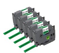 ZJNWTVUH 5 pièces de Ruban laminé Blanc TZe de 12mm, 231 431 531 631 731, Compatible avec Le Fabricant d'étiquettes PT H110, Ajustement Universel(Black on Green)