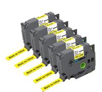 ZJNWTVUH 5 pièces de Ruban laminé Blanc TZe de 12mm, 231 431 531 631 731, Compatible avec Le Fabricant d'étiquettes PT H110, Ajustement Universel(Black on Yellow)