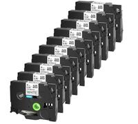 ZJNWTVUH Paquet de 10 Rubans d'étiquettes laminés Flexibles 9mm TZe FX221 Noir sur Blanc Compatible avec l'imprimante d'étiquettes AZE FX221 PT 1100
