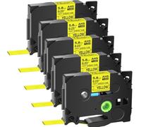 ZJNWTVUH Paquet de 5 Tubes thermorétractables 5.8mm, compatibles avec Le Ruban d'étiquettes Hse 611, Cassette à Cartouche Noir sur Jaune Compatible avec imprimantes d'étiquettes