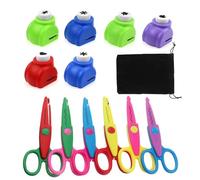 ZJRung Ciseaux Enfants Créatifs 6pcs à Cranter de Bordure de Sécurité Avec 6pcs Mini Perforatrice à Papier pour l'Artisanat et la Conception Créative