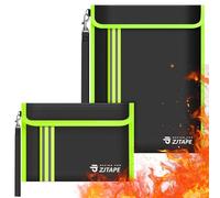 ZJTAPE Sacs Anti feu - 2 Porte Documents ignifuges, Portefeuille Ignifuge, Sac étanche avec Fermeture éclair pour Passeport, Argent, Certificats, Contrat et Objets de Valeur.