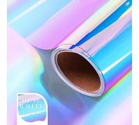 ZJTAPE Vinyle Adhesif Holographique - Vinyle Permanent Blanc Opale - 30,5 x 250 cm, Spectre Holographique, Couleurs arc-en-ciel pour Décoration de Fête, Verre, Tasse, Céramique Ldéal