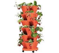 ZJTBDATG Planteur de Fraise Empilable 6 Niveaux Pot de Fleurs Vertical Tour à Fleurs Combinaison Verticale Planteur d'herbes à Quatre pétales Pot de Fleur en Plastique avec Plateau,D,5pcs